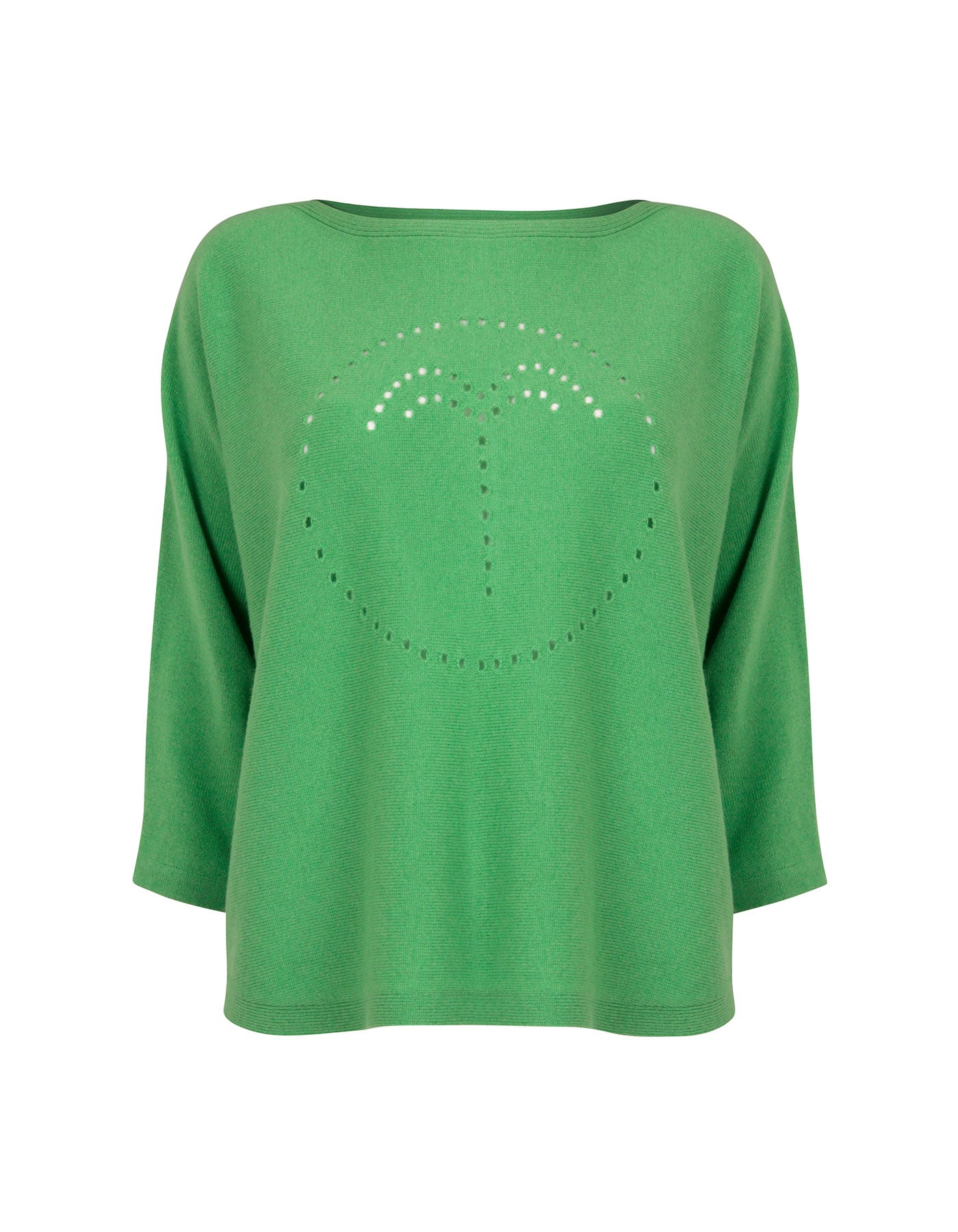A palm jumper in pitch green, part of the malin darlin range of designer cashmere jumpers, on a white background.