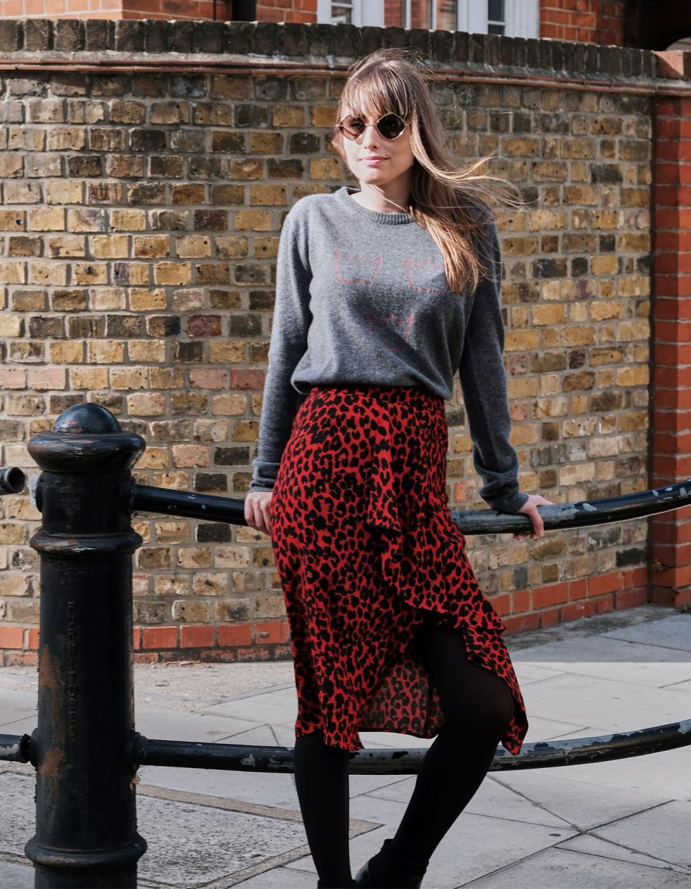 3 Crowns Cashmere Jumper by Malin Darlin being modelled on a London street.