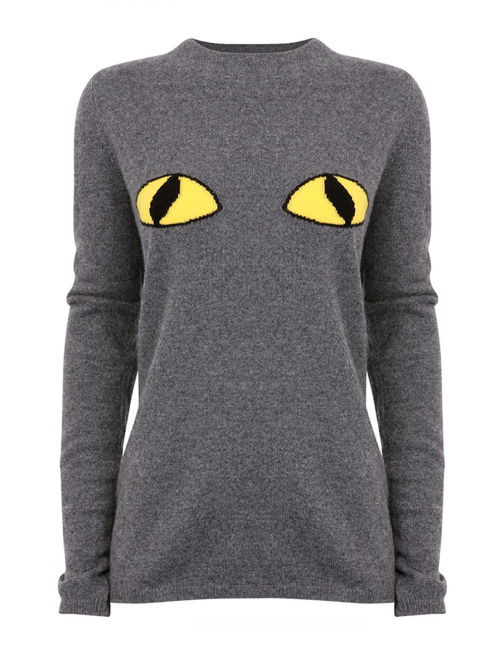 Studio photo of the malin darlin Cats Eyes cashmere jumper, pictured flat on a white background.