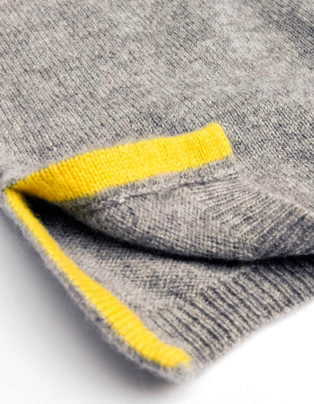 Close up detail of a Malin Darlin designer cashmere jumper.