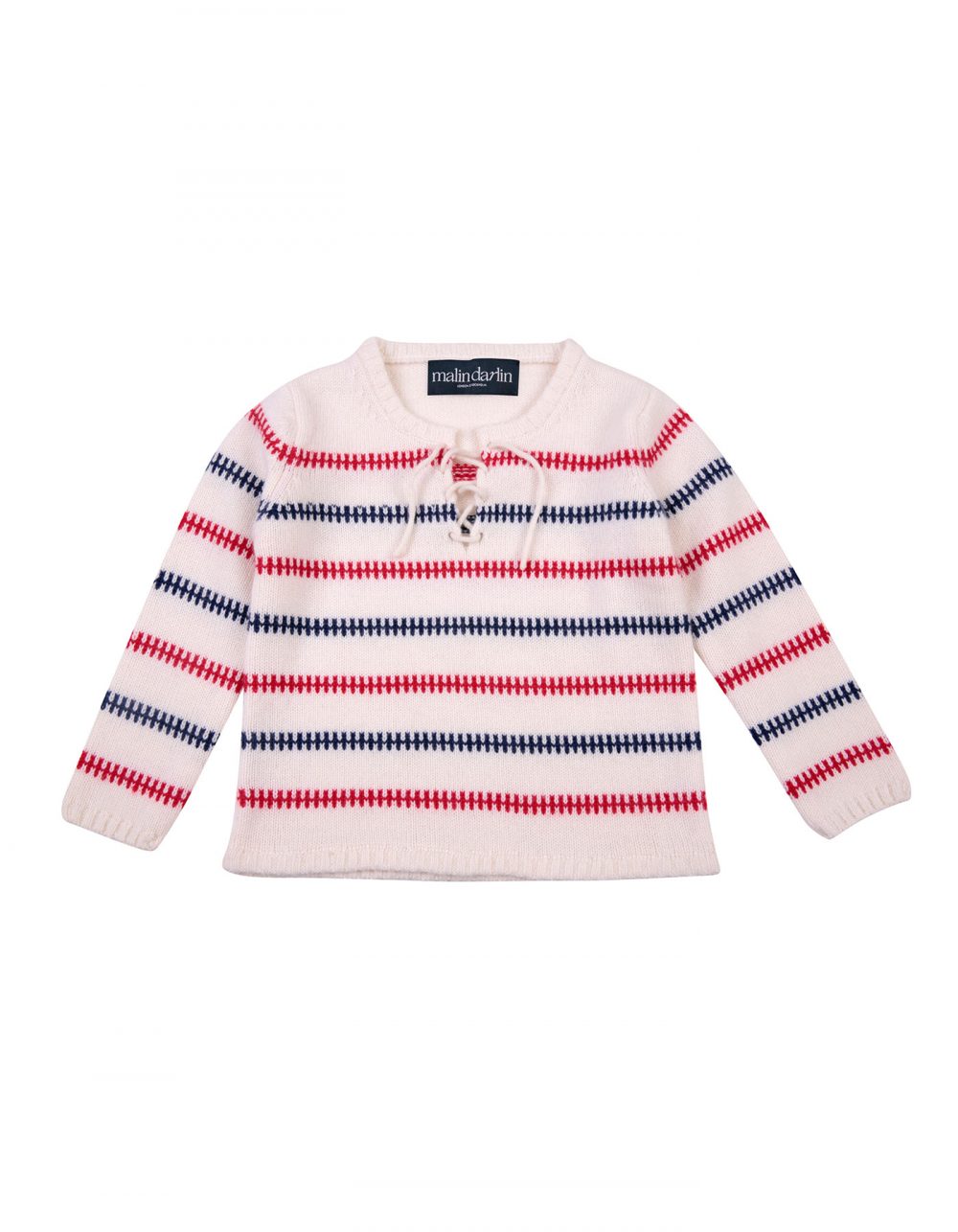 The Baby Fisher kids cashmere jumper laid flat against a white background.